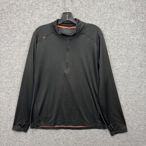 Rhone Polartec Mens Black Quarter Zip Pullover Grid Fleece Thumbholes Size XL